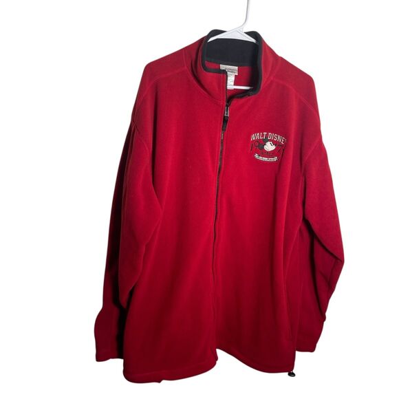 Walt Disney World Fleece Sweatshirt Adult XL Red Full Zip Mickey Mouse Classic - Picture 1 of 9